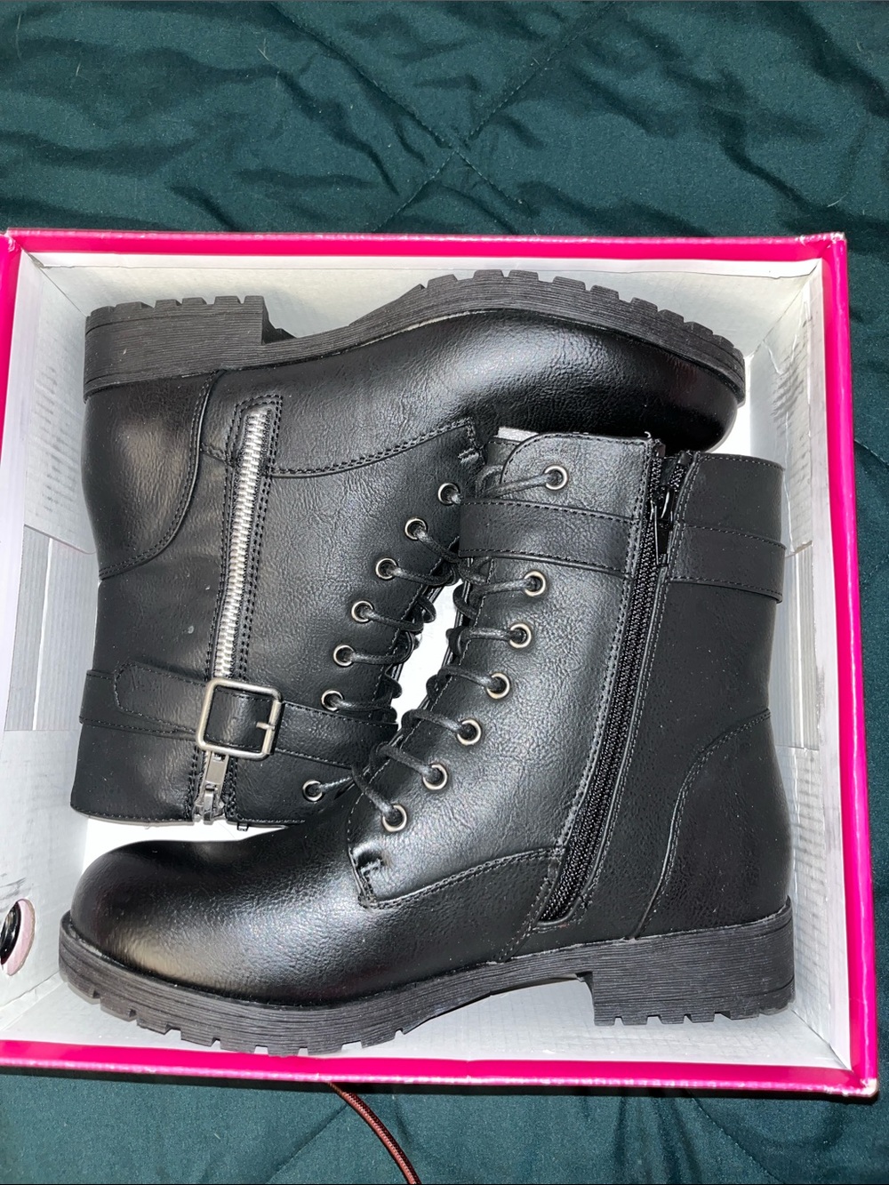 Black combat boots